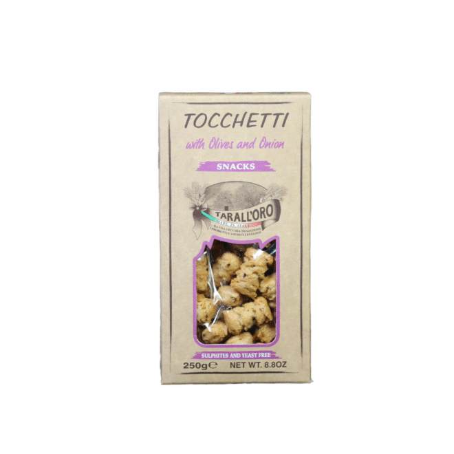 Tocchetti con aceitunas y cebolla