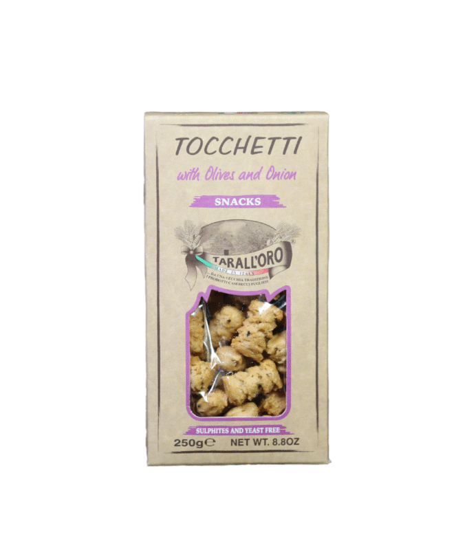 Tocchetti con aceitunas y cebolla